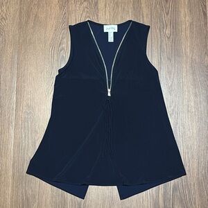 Joseph Ribkoff Blue Zip Blouse Sophisticated Minimalist Top 4